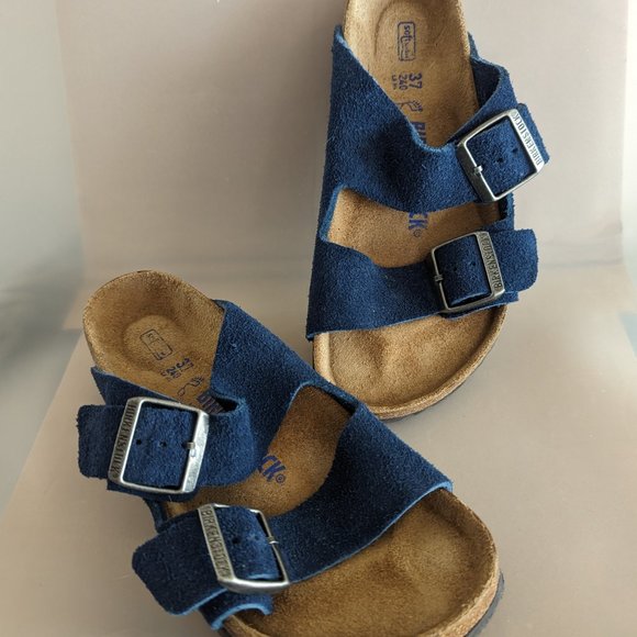 Discontinued! Arizona Birkenstocks in Moroccan Blue Suede with Soft Footbed - Picture 3 of 4
